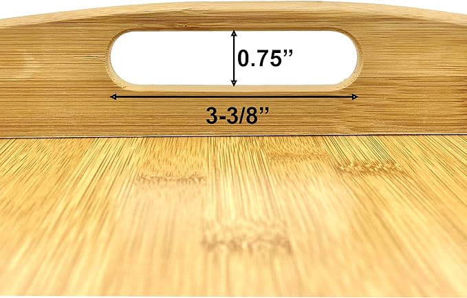 Bam & Boo Natural Bamboo Serving Tray Extra Large Rectangular with Handles for Food, Drinks, Storage, Decor, Vanity, Breakfast, Parties, Weddings, Picnics(23.6” x 15” x 2.35”, Natural)
