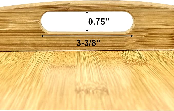 Bam & Boo Natural Bamboo Serving Tray Extra Large Rectangular with Handles for Food, Drinks, Storage, Decor, Vanity, Breakfast, Parties, Weddings, Picnics(20” x 13” x 2.35”, Natural)