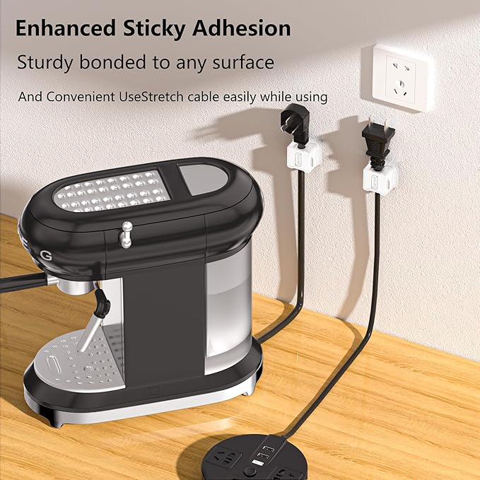 6 Pack Kailfee Magnetic Cable Clips - Smooth Adjustable Strong Magnet Adhesive Wire Organizer - 7.5mm Slot for All Cords - Ideal for Under Desk, Home, Office & Car - 6 pc White