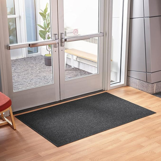 Consolidated Plastics Aquasorb Classic Indoor/Outdoor Entrance Floor Mat with Non-Slip Rubber Backing, Fabric Border, Stain Resistant and Quick Drying Commercial Grade (23" x 35", Charcoal)