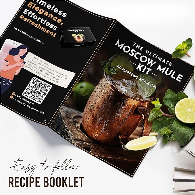 Moscow Mule Kit Gift Set - 2 Copper Mugs - 11 Botanicals - Stainless Steel Shaker & Jigger - Mudder - Recipe Book - Moscow Mule Cocktail Kit - Basket Gifts for Women - Unique Accessories for Infusion
