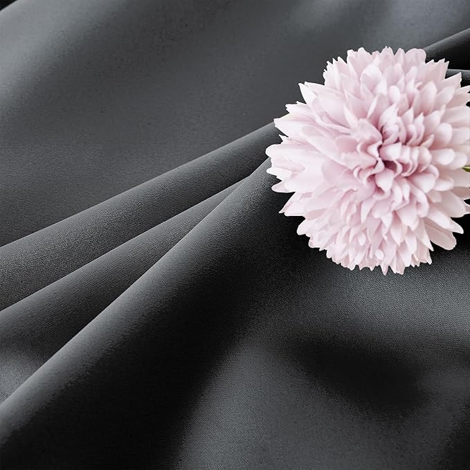 3 Layers Heavy Thermal 100% Blackout Curtains 84 Inch Length Heavy Soundproof Curtains for Bedroom 1 Panel 50x84 Grey