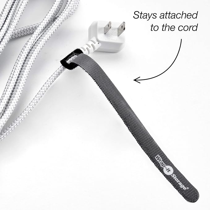 Self-Gripping Cable Ties by Wrap-It Storage, Multi-Color, 8 Inch Straps (30-pack) – Reusable Hook and Loop Cord Organizer Cable Ties for Cord Management and Desk or Office Organization