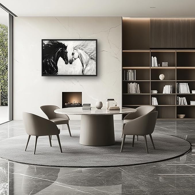 Horse Wall Art Western Horse Pictures Wall Decor Large Black and White Canvas Prints Framed Artwork Paintings Home Office Decorations for Living Room Bedroom Dinning Room Corridor 36"x24"