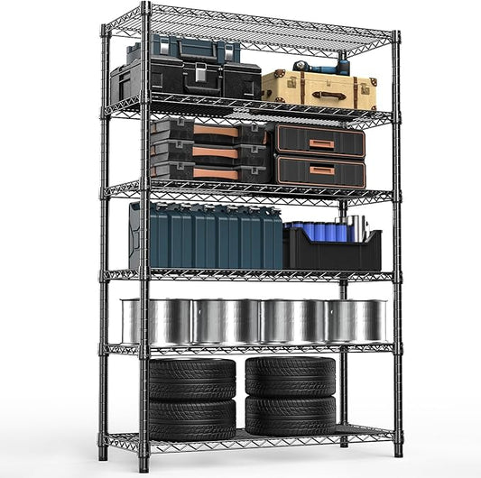 4080 lbs Steel Storage Shelving 6-Tier Utility Shelving Unit Steel Organizer Wire Rack for Home,Kitchen,Office,Garage, 17.7" D x 47.2" W x 72.3" H