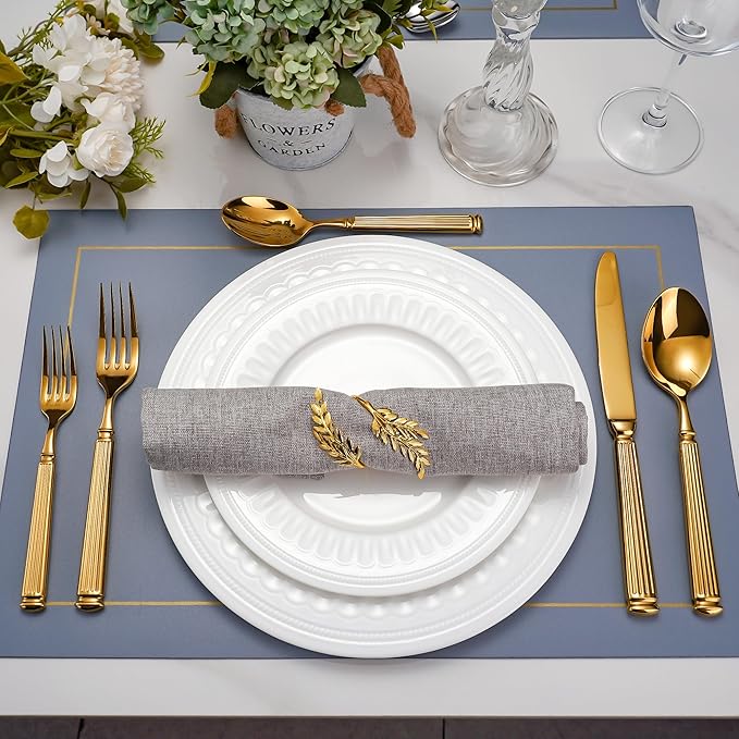 40-Piece Heavy Duty Gold Silverware Set for 8, 18/10 Stainless Steel Flatware, Extra Thick Heavy Flatware Set, Perfect for Weddings Gifts
