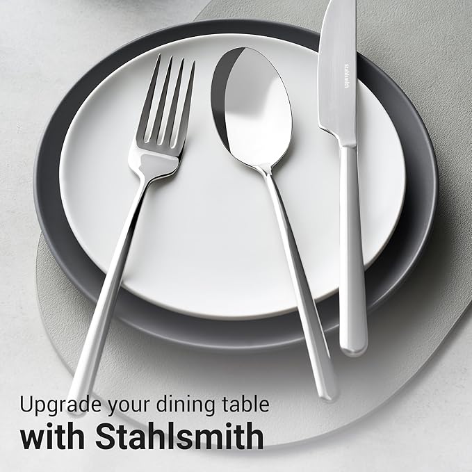 Riesa Flatware Set for 4, 20-Piece Silverware Set, 18/10 Stainless Steel Cutlery with Mirror Finish, Dishwasher Safe Utensils for Home, Kitchen, Everyday Dining and Entertaining