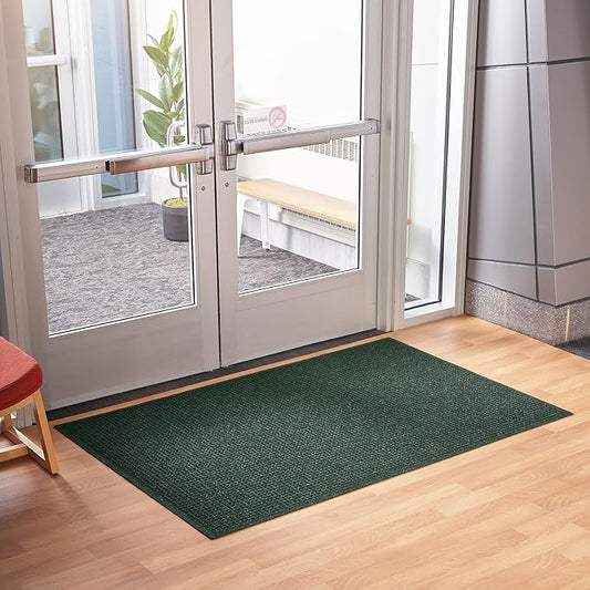 Consolidated Plastics Aquasorb Classic Indoor/Outdoor Entrance Floor Mat with Non-Slip Rubber Backing, Fabric Border, Stain Resistant and Quick Drying Commercial Grade (23" x 35", Evergreen)