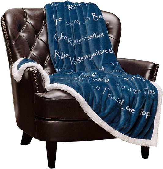 Chanasya Premium Sympathy Warm Hugs Gift Throw Blanket - Healing Gift Cancer Chemo Survivor Get Well Caring Gifts - Comfort Gift Blanket for Love Support Strength - Women Men Friend Grandpa - Blue