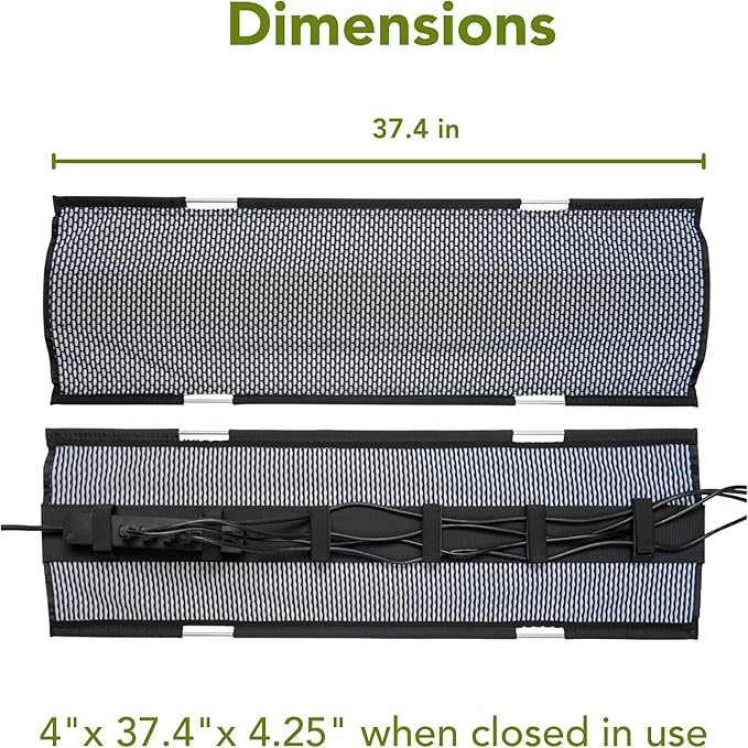 Perfect Posture Mesh Cable Organizer – Under Desk Cable Management with Adjustable Straps, Flexible Mesh, Easy-Access Design, & Standing Desk Compatible – 37.5” (White)