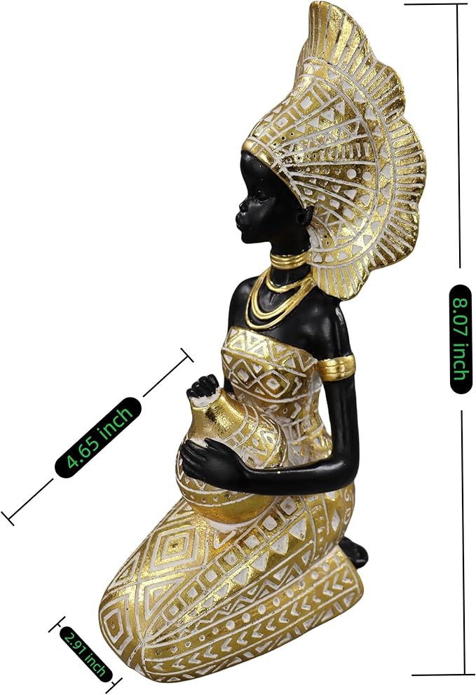 African Lady Statue with African Tribal Totem for Wedding, Church, Festival Decoration - African Decorative Female Statue for Home and Display case Decoration