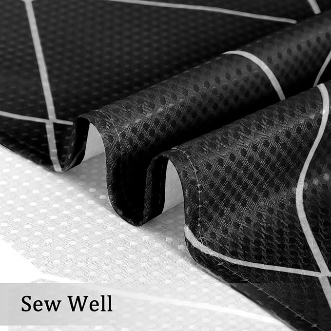 Long Black Ombre Shower Curtain 72x78 Inch, Design and Polyester, Quick-Drying, Weighted Hem, Long Shower Curtain Sets for Bathroom, Waffle Textured Heavy Duty Cloth Bath Curtains