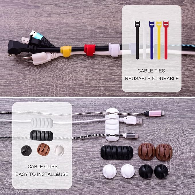 3 Pack Cable Management Box with 18 PCS Cable Management Set - Large & Medium & Small Wooden Grain Cable Organizer Box to Hide Wires & Power Strips | TV Cord Organizer Box | for Home & Office(Black)