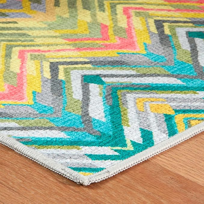 Dash & Albert Seneca Multi Machine Washable Rug, Runner-2.5 X 8 Feet, Multi Graphic Pattern