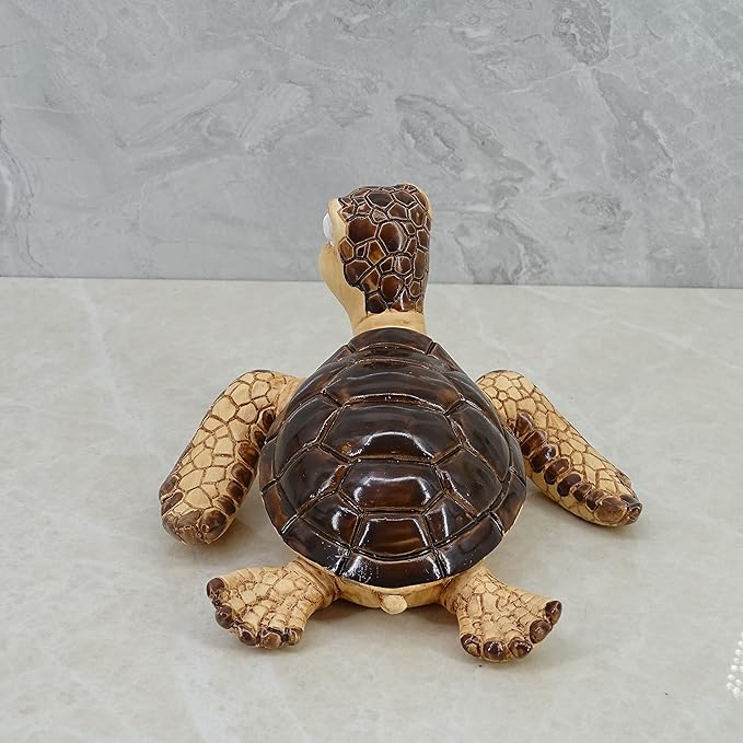 Decorative Resin Sea Turtle Statue. Lovely Baby Seaturtle Figurine. Wild sea Life Blue Sea Turtle Table Décor. and Gift, Lucky Wealth Feng Shui Seaturtle Figurine (Brown1)