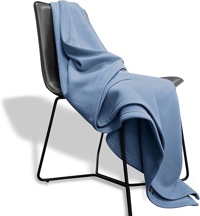 MV Sport Lightweight Sweatshirt Blanket Throw – Warm & Cozy, Breathable Oversized Fleece Knit, Couch, Bed, Travel, Cold Nights, and Outdoors – Soft Light Weight Blanket 54" x 84" Baby Blue