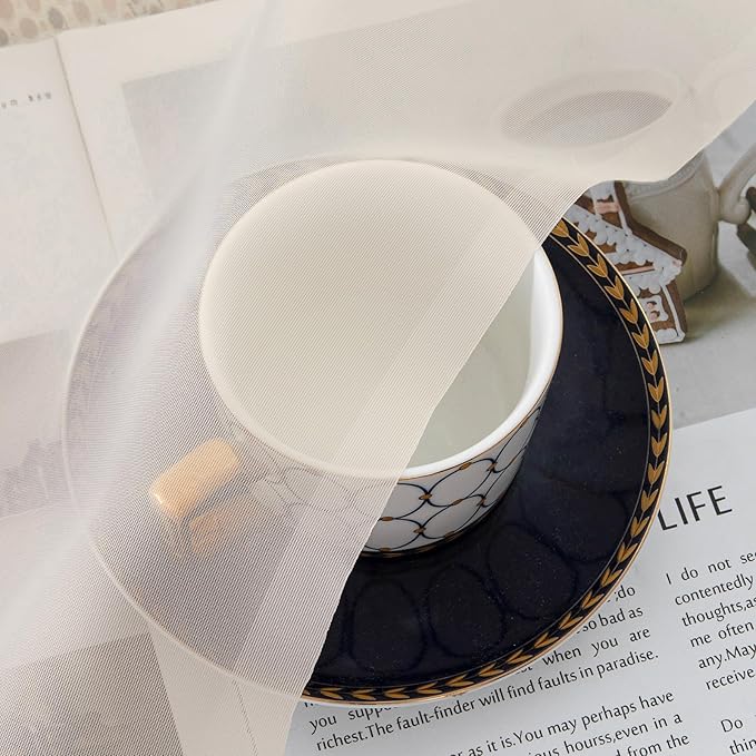 Aiyufeng Cream Sheer Curtains 84 Inches Long 2 Panels Set for Living Room, Light Filtering Green Window Sheer Drapes for Bedroom, Each 42" W x 84" L