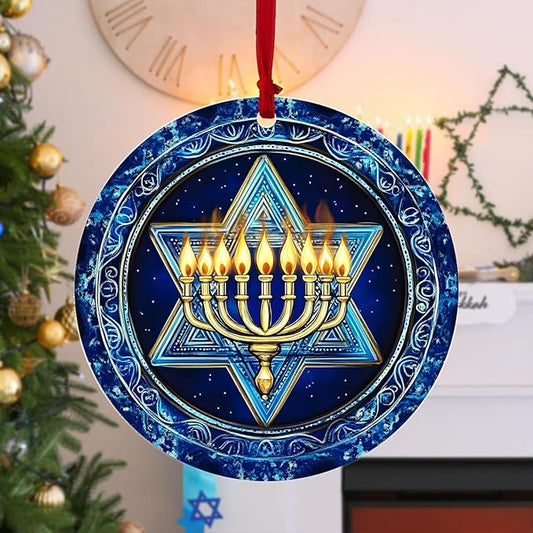 Star of David Hanukkah Ornaments - Hanukkah Ornament for Tree, Menorah Jewish Ornaments, for Women Men, Christmas Hanging Decor