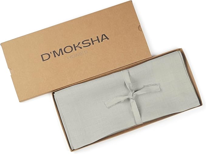 D'Moksha Homes Linen Silver Grey Table Runner 72 Inches Long - 100% Pure Linen 14 x 72 Inch Table Runner for Dining, Fall, Autumn and Halloween - Machine Washable