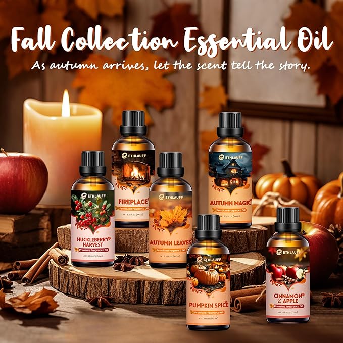 Autumn Leaves Essential Oil, 100ml Fall Leaves Essential Oil for Diffusers for Home, Autumn Scented Oils for Candle & Soap Making, Bath Bombs, Massage - 3.38FL.OZ