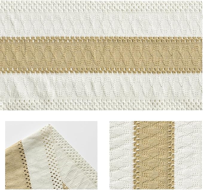 Artoid Mode Burlap Brown Farmhouse Rustic Table Runner, Seasonal Holiday Hollow Kitchen Dining Table Decoration for Home Party Decor 12x60 Inch