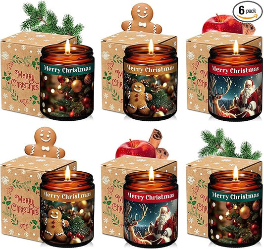 Christmas Gifts Scented Candles Bulk 7 oz Soy Wax Home Floral Holiday Christmas Jar Candles Set Bundle with Gift Boxes Long-Lasting Scents for Women and Mom