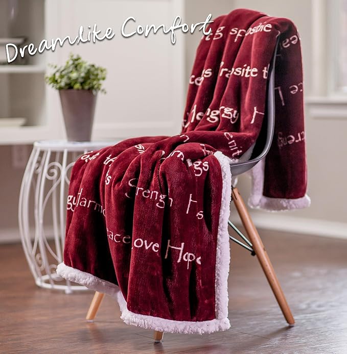 Chanasya Premium Sympathy Warm Hugs Gift Throw Blanket - Healing Gift Cancer Chemo Survivor Get Well Caring Gifts - Comfort Red Gift Blanket for Love Support Strength - Women Men Friend - Maroon