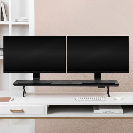 Anji Mountain Monitor Stand - Desktop Organizer & Laptop Riser, Ergonomic Monitor Riser, Space-Saving Monitor Stand for Desk, Durable Construction, Easy Assembly, Ideal for Home & Office,Black