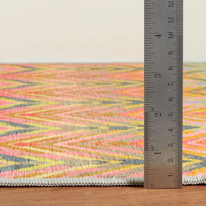 Dash & Albert Seneca Multi Machine Washable Rug, Runner-2.5 X 8 Feet, Multi Graphic Pattern