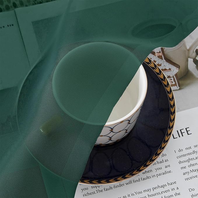 Aiyufeng Hunter Green Sheer Curtain Drapes 72 Inch Length 2 Panels for Living Room, Light Filtering Voile Green Drapes for Bedroom, Patio, Sliding Door, Each 42" W x 72" L