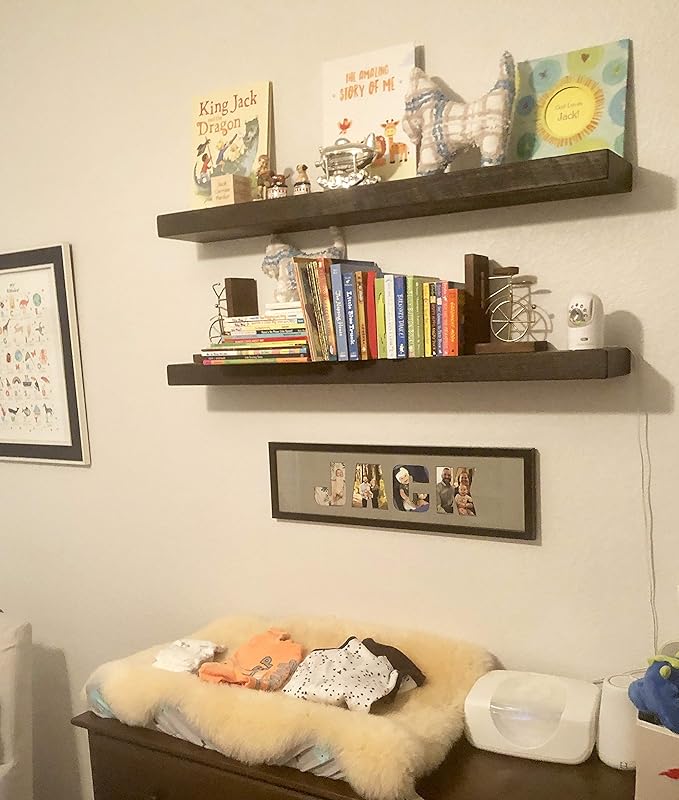 joelsantiques - 48 Inch Wooden Floating Shelves for Wall - 48x6x2 in - Made of Natural Wood - Long Heavy Duty Rustic Wall Shelves for Bedroom - Perfect for Living Room, Kitchen - Mocha