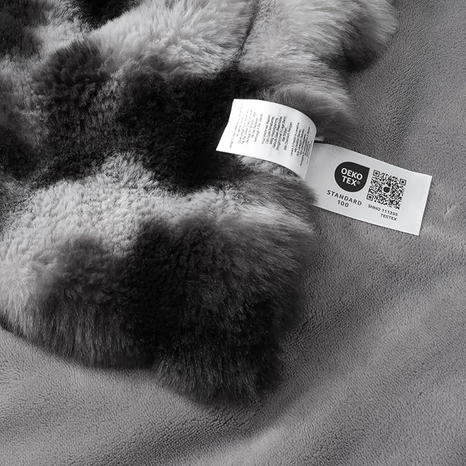 Amélie Home Faux Fur Throw Blanket for Couch, Ultra Soft Fuzzy Plush Bubble Throw for Sofa, Living Room & Home Decor, 50"x60", Tie-dye Black