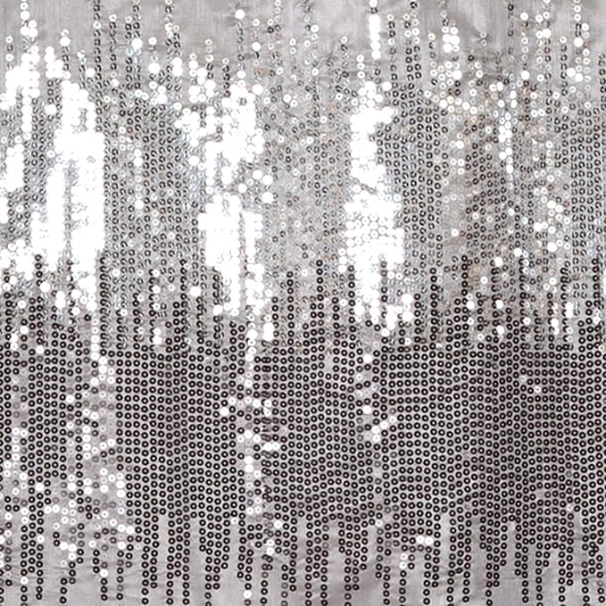 Lush Decor Night Sky Shower Curtain, Single, 72" W x 72" L, Black & Gray - Sequin Shower Curtain - Sparkly Color Block Bath Curtain - Modern Glam Bathroom Decor
