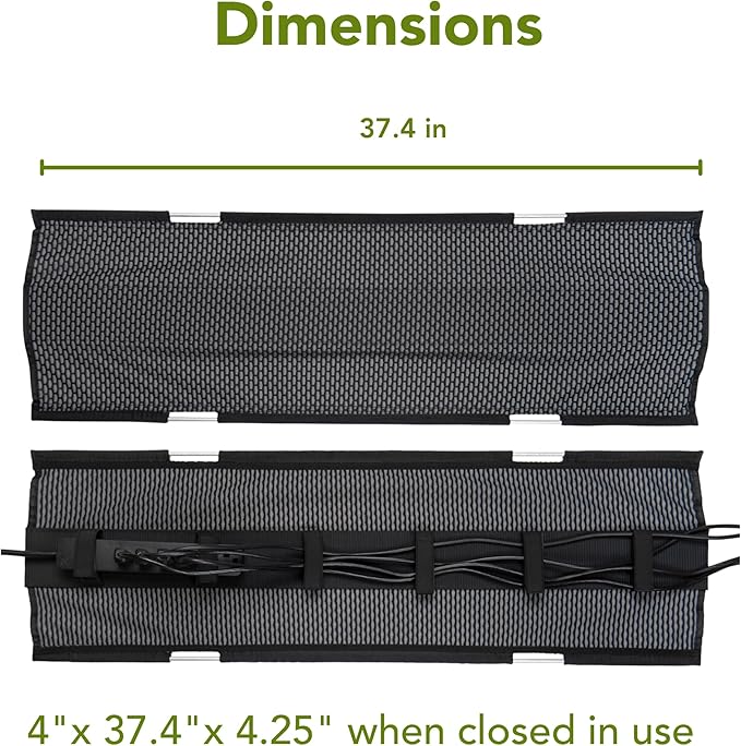 Perfect Posture Mesh Cable Organizer – Under Desk Cable Management with Adjustable Straps, Flexible Mesh, Easy-Access Design, & Standing Desk Compatible – 37.5” (Gray)