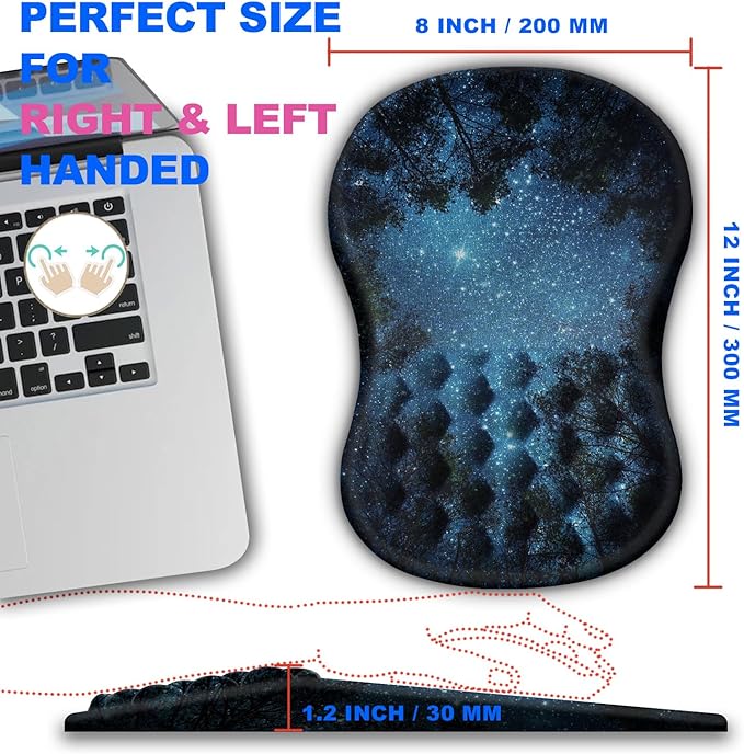 Mouse Pad Wrist Support, Ergonomic Mouse Pad with Massage Dot, Comfortable Computer Mouse Pad for Laptop, Wrist Rest Pain Relief Mousepad with Non-Slip PU Base for Office & Home, 12 x 8 in