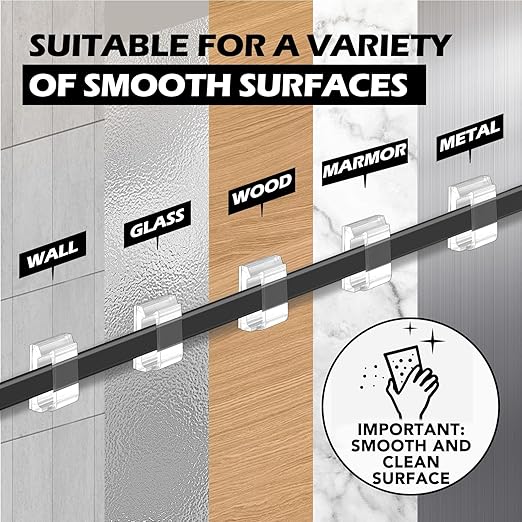 AGPTEK Ethernet Cable Clips, 60 PCS Adhesive Wire Clips, Flat Cord Clips Small Cable Holder Management for Home Wall Flat Ethernet Network Cord Organizer, Decoration Fairy Light Sticky Hooks, Clear