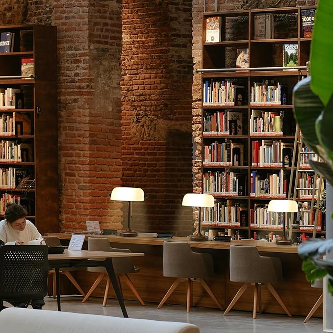 Vintage Desk Lamp Bankers Lamp - Black Retro Table Lamp with USB & Type C Charging Ports Traditional Pull Chain Switch Library Lamp for Home Office Nightstand Bedroom Side Table Lamp(Bulb Included)