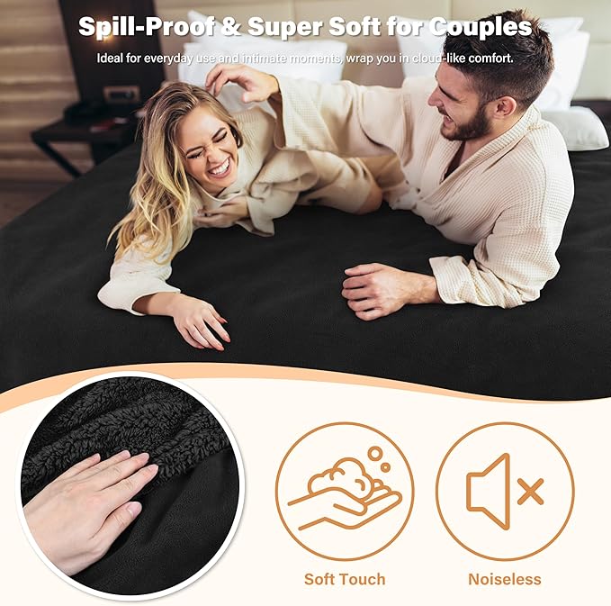 Catalonia Waterproof Blanket for Bed, Washable Leakproof Protector Cover, Reversible Throw Blanket for Couch Sofa, Stain Proof Blanket Pad, 50X60 inches, Black