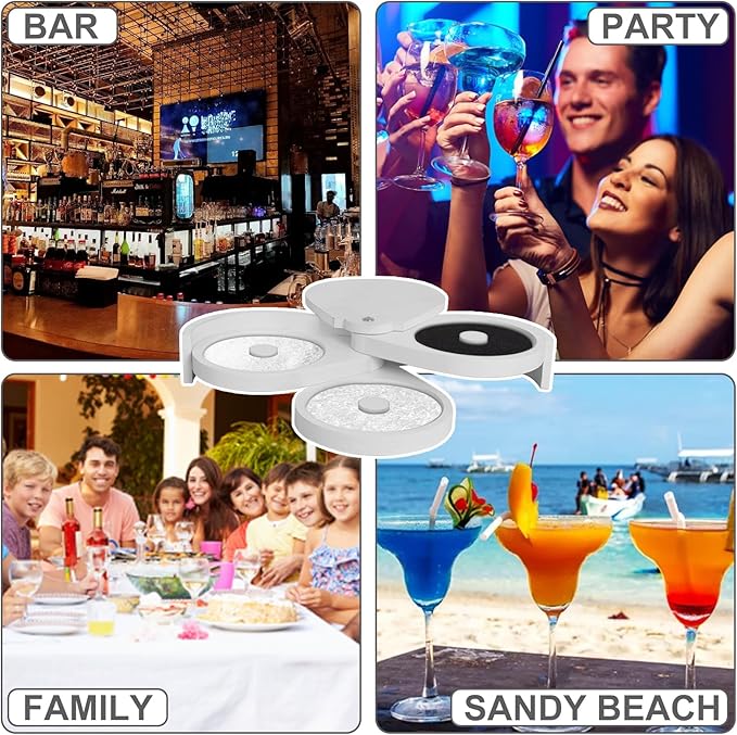 Margarita Salt Rimmer Set Bamboo– 3-Tier Bar Glass Rimmer with Lid and 6 Sponges for Cocktails, Perfect for Margaritas, Bloody Marys, and Manhattans – Ideal for Home and Parties White