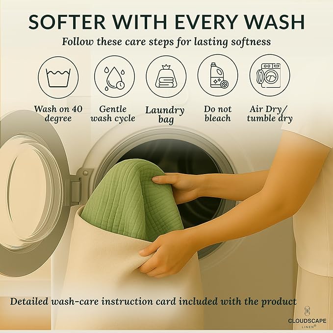 Cloud Scape Linen 100% Cotton 8 Layer Muslin Blanket Twin Size,Lightweight, Breathable Bed Blanket, Suitable for All Season, Cotton Gauze for Couch & Sofa, 68x92, Seafoam Green