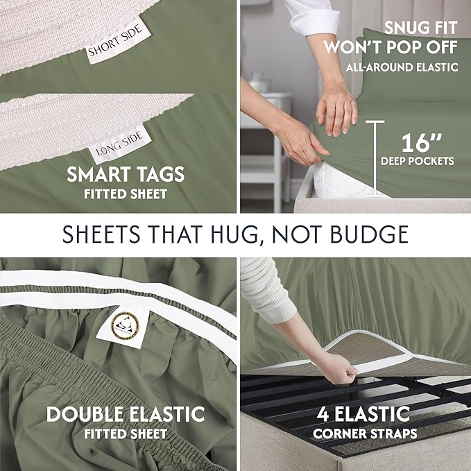 100% Egyptian Cotton Percale Sheets King Size - Genuine Luxurious 400 Thread Count - Naturally Crisp, Breathable, Skin-Friendly & Cooling - Softer After Each Wash - Oeko-TEX Certified Giza