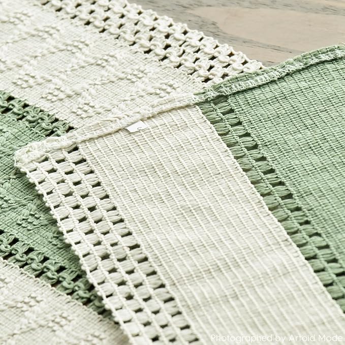 Artoid Mode Light Green Farmhouse Rustic Table Runner, Seasonal Holiday Hollow Kitchen Dining Table Decoration for Home Party Decor 12x120 Inch