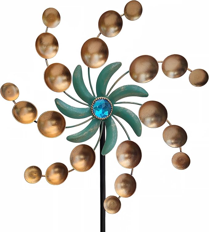 39" Metal Wind Spinners,Wind Sculptures Garden Stake Decorations,Outdoor Windmill for Yard and Garden Lawn Patio Decor(Bronze)