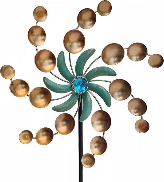 39" Metal Wind Spinners,Wind Sculptures Garden Stake Decorations,Outdoor Windmill for Yard and Garden Lawn Patio Decor(Bronze)