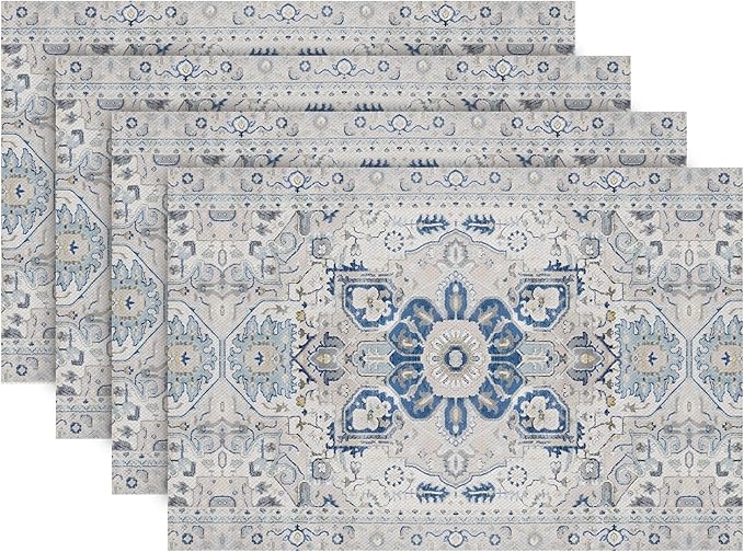 Snycler Table Runner Boho Table Runners Vintage Elegant Farmhouse Table Center Linen Decor for Home Dining Party Entrance (12x18 Inch ,Set of 4) Boho-White