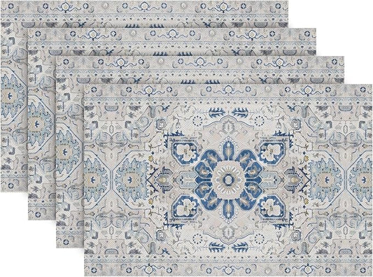 Snycler Table Runner Boho Table Runners Vintage Elegant Farmhouse Table Center Linen Decor for Home Dining Party Entrance (12x18 Inch ,Set of 4) Boho-White