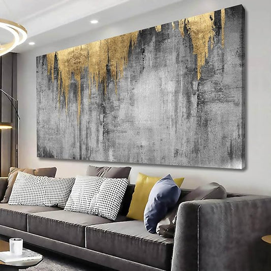 Abstract Wall Art for Living Room Canvas Wall Decor Gold Wall Decorations Grey Wall Paintings Large Pictures Artwork for Office 29"x58"