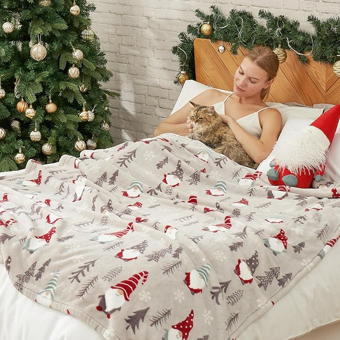 Cozy Bliss Gnome Throw Blanket Christmas Blanket Warm MilkyPlush™ Throw Blanket, Ultra Soft Cozy Blanket for Couch,Sofa and Bed(Xmas Gnome,50"x60")