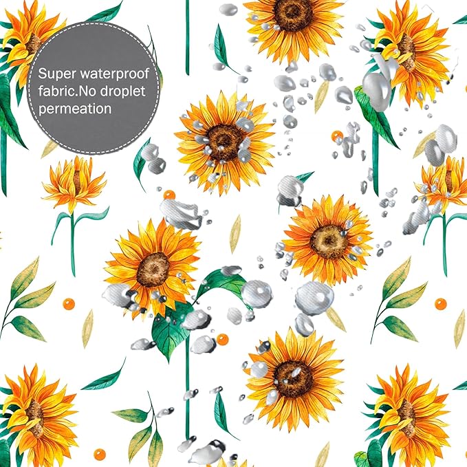 Domoku Sunflower Star Yellow Shower Curtain with Hooks,Summer Waterproof Floral Fabric Bathroom Curtain Set for Autumn Rustic Botanical Flower Bathroom Decorative Watercolor Sunflower, 72"x72"