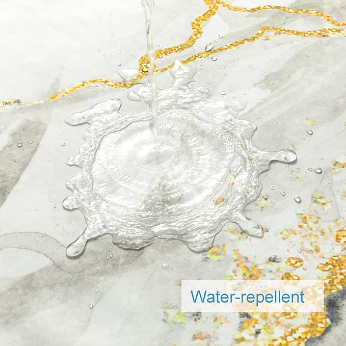 Marble Shower Curtain, Grey Marble Shower Curtain Set with 12 Hooks, Abstract Luxury Gray White Marble with Gold Veins Texture Shower Curtains for Bathroom, Waterproof Fabric, 72" W X 72" L